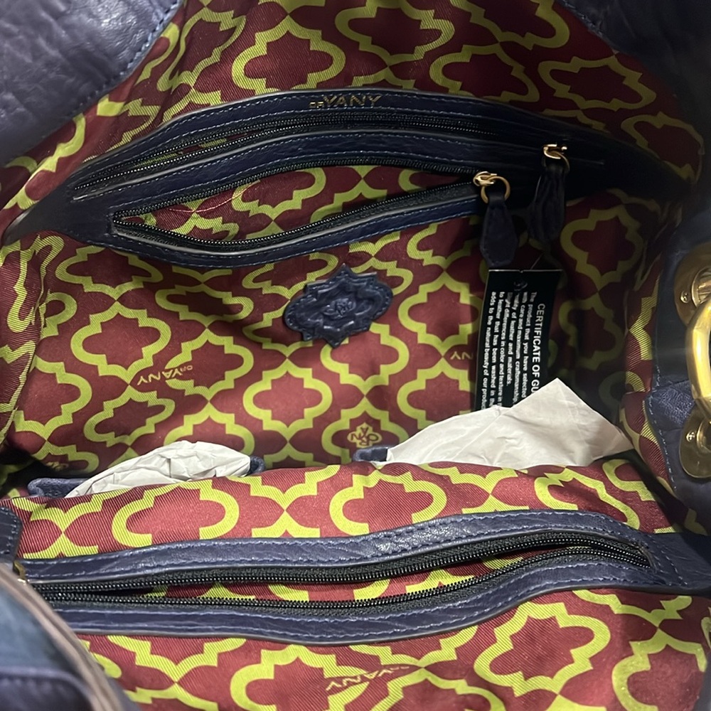 orYANY Navy Leather and Suede Satchel NWT - Picture 6 of 9